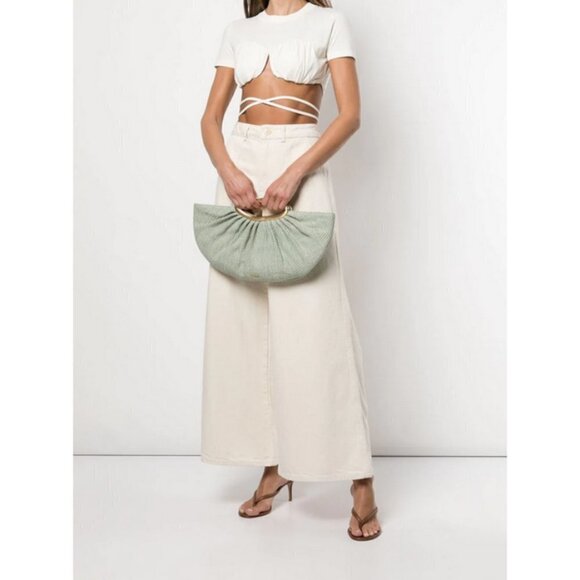 💕CULT GAIA💕 Jada Top Handle Clutch Bag Raffia ~ Mint Green NWT - Picture 2 of 16